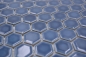 Preview: Keramikmosaik Mosaik Fliese Hexagon Blaugrün Glänzend Fliesenspiegel Mosaikmatte - 11H-0405
