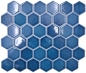 Preview: Keramikmosaik Mosaikfliese Hexagon Blaugrün glänzend Fliesenspiegel Küchenfliese Badfliese - 11H-0504