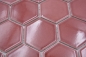 Preview: Keramikmosaik Mosaikfliese Hexagon Bordeauxrot glänzend Fliesenspiegel Küchenfliese Badfliese - 11H-0901