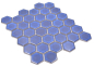 Preview: Mosaico esagonale in ceramica blu cobalto lucido - 10 fogli di mosaico