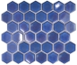 Mobile Preview: Keramikmosaik Mosaikfliese Hexagon Kobaltblau glänzend Fliesenspiegel Küchenfliese Badfliese - 11H-4501