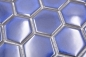 Mobile Preview: Keramikmosaik Mosaikfliese Hexagon Kobaltblau glänzend Fliesenspiegel Küchenfliese Badfliese - 11H-4501