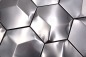 Preview: Mosaik Fliese Edelstahl Silber Hexagon 3D Gebürstet Wandfliese Küchenrückwand - 129-HXM20SD