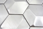 Preview: Mosaik Fliese Edelstahl Silber Hexagon 3D Gebürstet Wandfliese Küchenrückwand - 129-HXM20SD