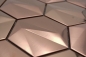 Preview: Mosaico hexagonal aspecto acero inoxidable oro rosa brillante - 10 hojas de mosaico