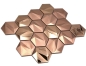 Preview: Mosaico hexagonal aspecto acero inoxidable oro rosa brillante - 10 hojas de mosaico