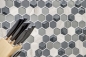 Preview: Mosaique Hexagon Mosaique de verre Pierre mix 3D gris Mix translucide aspect hexagonal mat
