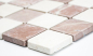 Preview: Mosaik Marmor mix creme beige rot matt - 10 Mosaikblaetter