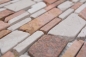 Preview: Mosaik Brickmosaik mix Biancone Rosso Marmor Mauerverbandoptik beige rot matt
