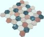 Preview: Mosaique Hexagon mix Random Marbre aspect hexagonal creme beige rouge mat