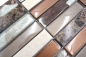 Preview: Mosaique rectangle mosaique de verre pierre mix brun mix translucide aspect croise argent brillant