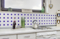 Preview: Mosaique Octa blanc mat avec bleu cobalt brillant Ceramique aspect octogone bleu
