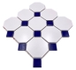 Preview: Mosaique Octa blanc mat avec bleu cobalt brillant Ceramique aspect octogone bleu