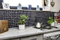 Preview: Mosaique Carre autocollant Mosaique de verre mix noir mat translucide