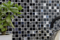 Preview: Mosaik Selbstklebend Quadrat Glasmosaik Stahl mix schwarz Glas Mix Transluzent Edelstahl glänzend