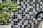 Preview: Mosaique autocollant carre mosaique de verre mix gris noir blanc essuye translucide brillant