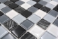 Preview: Mosaique autocollant carre mosaique de verre mix gris noir blanc essuye translucide brillant