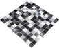 Preview: Mosaique autocollant carre mosaique de verre mix gris noir blanc essuye translucide brillant