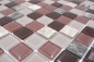 Preview: Mosaik Fliese selbstklebend Glasmosaik Stein Beige Braun Marmor Wandverblender Fliesenspiegel - 200-4M352