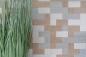 Preview: Mosaik Selbstklebend Kombination metall mix Textiloptik Aluminium Metall creme beige grau matt