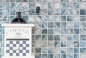 Preview: Mosaik Quadrat mix blaugrau Muschel glänzend