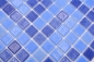 Preview: Mosaico cuadrado ECO Niebla AZUL mezcla 2C PUR vidrio piscina look azul brillante