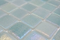 Preview: Mosaik Quadrat ECO Shell Glasmosaik 38 PUR Glas Naturoptik grün glänzend