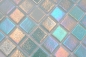 Preview: Mosaik Quadrat ECO Shell Glasmosaik 38 PUR Glas Naturoptik grün glänzend