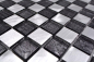 Preview: Mosaique damier mix aluminium translucide mix noir argent mat - 10 feuilles de mosaique