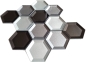 Preview: Glasmosaik Mosaikfliese Silber Graphitgrau Hexagon 3D Optik Fliesenspiegel - 88-XB159