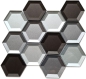 Preview: Mosaique Hexagon Mosaique de verre 3D mix translucide multicolore brillant