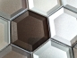 Preview: Glasmosaik Mosaikfliese Silber Graphitgrau Hexagon 3D Optik Fliesenspiegel - 88-XB159