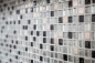 Preview: Mosaico cuadrado vidrio mosaico acero mezcla plata negro mezcla translucido acero inoxidable brillante