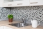 Preview: Mosaico cuadrado vidrio mosaico acero mezcla plata negro mezcla translucido acero inoxidable brillante
