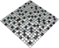 Preview: Mosaico cuadrado vidrio mosaico acero mezcla plata negro mezcla translucido acero inoxidable brillante