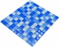Preview: Piastrella di vetro a mosaico bordo blu blu parete doccia bagno - 72-0406