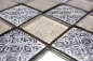 Preview: Mosaik Quadrat Glasmosaik Resin Optik mix Mix Transluzent Reliefoptik champagner schwarz glänzend
