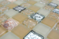 Preview: Mosaico di conchiglie Mosaico di vetro bianco beige argento Backsplash di piastrelle 82B-0112 - Kopie
