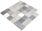 Preview: Mosaico de vidrio mosaico azulejos piedra artificial acero relieve gris grafito crema pared azulejo backsplash cocina bano 88-0217