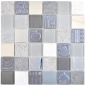 Preview: Mosaico de vidrio mosaico azulejos piedra artificial acero relieve gris grafito crema pared azulejo backsplash cocina bano 88-0217
