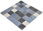 Preview: Mosaik Quadrat Glasmosaik Artificial Stahl mix Relief black Mix Transluzent Komposit Edelstahl Reliefoptik schwarz glänzend