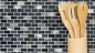 Preview: Mosaik Brick Glasmosaik Stein Muschel mix schwarz MIX Transluzent Mauerverbandoptik glänzend