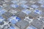 Preview: Mosaique Carre Mosaique de verre Resin mix optique bleu noir argent Mix translucide aspect retro brillant