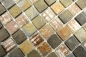 Preview: Mosaik Quadrat Glasmosaik Stein mix rustikal Mix Transluzent beige braun grau matt