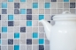Preview: Piedra artificial mosaico rustico azulejo mosaico de vidrio resina azul gris antracita plata backsplash de cocina - 82-0402