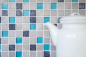 Preview: Piedra artificial mosaico rustico azulejo mosaico de vidrio resina azul gris antracita plata backsplash de cocina - 82-0402