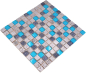 Preview: Mosaico retro look mezcla resina translucida azul-gris brillante - 10 hojas de mosaico