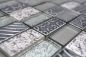 Preview: Mosaique Rectangle Mosaique de verre Pierre mix Retro silver Mix translucide aspect croise argent brillant