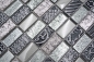 Preview: Mosaique Rectangle Mosaique de verre Pierre mix Retro silver Mix translucide aspect croise argent brillant