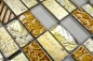 Preview: Mosaique Rectangle Mosaique de verre Pierre mix Retro or Mix translucide aspect croise brillant